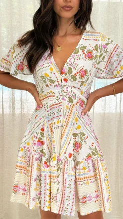 Kelsie Short Sleeve Mini Dress - Leah Print