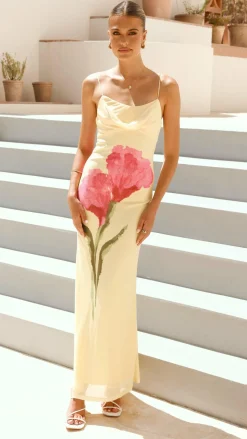 Kiaya Maxi Dress - Yellow/Blossom