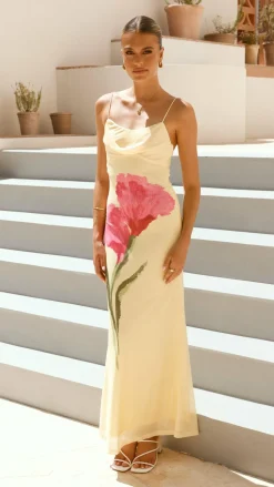 Kiaya Maxi Dress - Yellow/Blossom