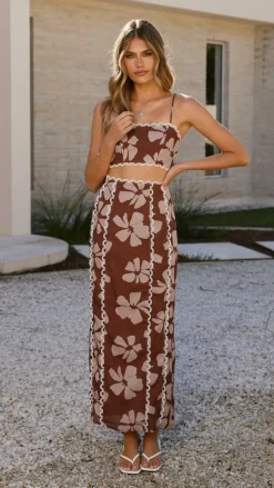Kiva Crop Top - Brown Daylillies