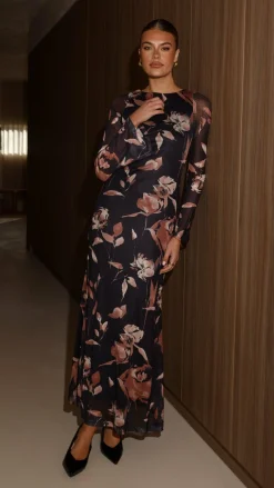 Koah Long Sleeve Maxi Dress - Flower Print