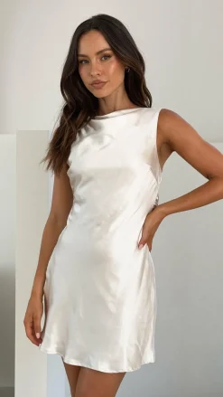 Korie Boatneck Mini Dress - Champagne