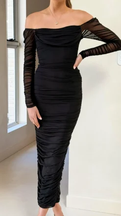 Kylie Maxi Dress Long Sleeve - Black