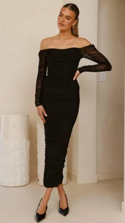 Kylie Maxi Dress Long Sleeve - Black