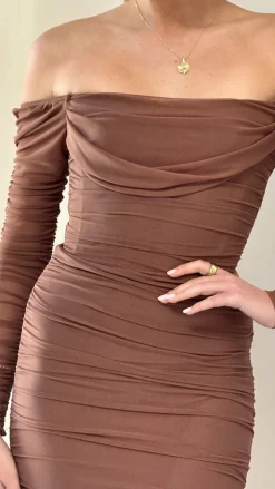 Kylie Maxi Dress Long Sleeve - Chocolate