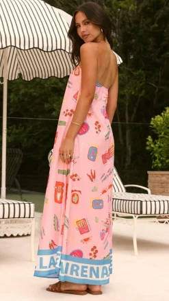 La Sirena Strapless Maxi Dress - Pink Soleil