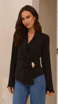 Lani Open Front Top - Black