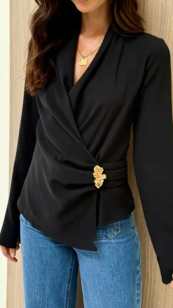 Lani Open Front Top - Black