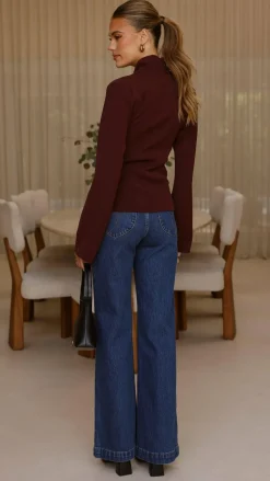 Lani Open Front Top - Burgundy