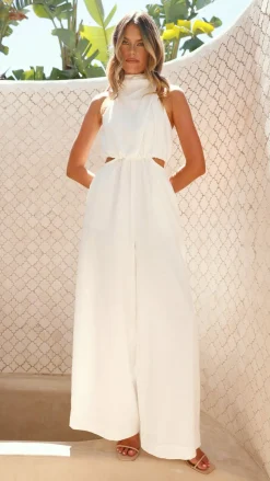 Lara Halter Neck Wide Leg Jumpsuit - White