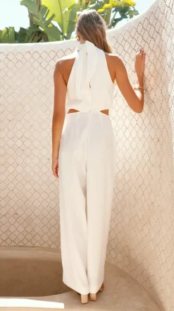 Lara Halter Neck Wide Leg Jumpsuit - White