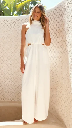 Lara Halter Neck Wide Leg Jumpsuit - White