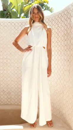 Lara Halter Neck Wide Leg Jumpsuit - White