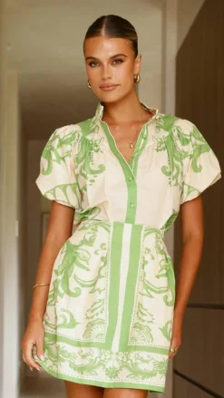 Laraine Mini Skirt - Sage / Cream