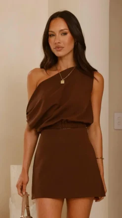 Lauren Off Shoulder Top - Chocolate