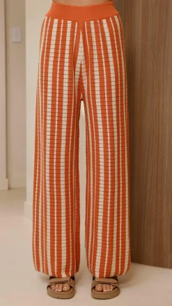 Layla Knit Wide Leg Pants - Orange