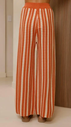 Layla Knit Wide Leg Pants - Orange