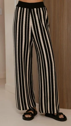 Layla Knit Wide Leg Pants - Black