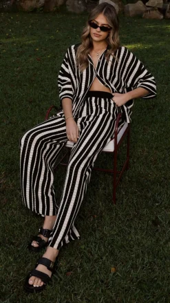 Layla Knit Wide Leg Pants - Black