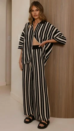 Layla Knit Wide Leg Pants - Black