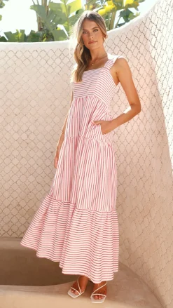 Laylah Maxi Dress - Red Stripe