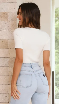 Laylin Ribbed Top - White