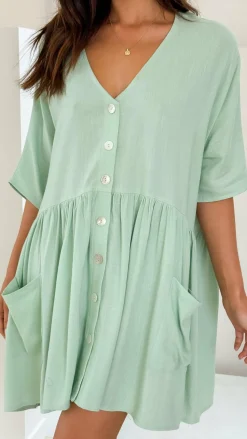 Leah Mini Dress - Sage