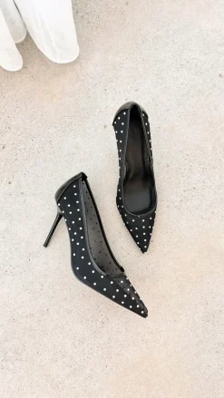 Lee Heels - Black Mesh Diamante