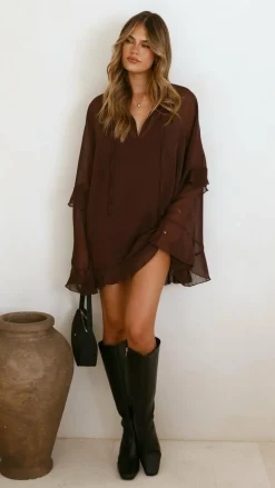 Leera Mini Dress - Chocolate