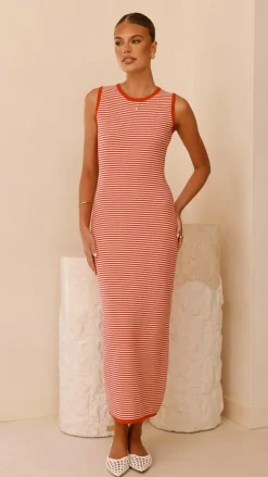 Leilah Maxi Dress - Red Stripe
