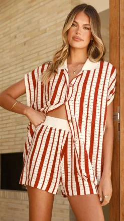 Leonie Knit Shorts - Red