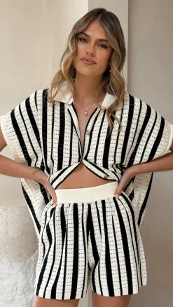 Leonie Short Sleeve Knit Top - Black