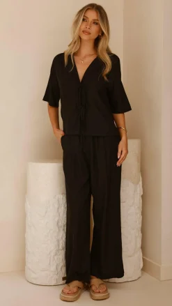 Lexi Linen Pants - Black