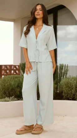 Lexi Linen Pants - Blue