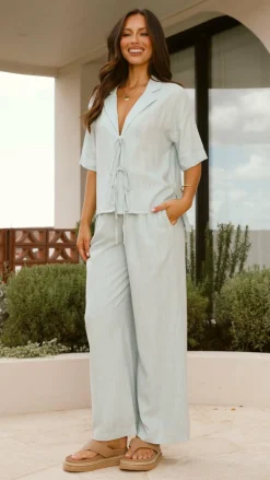 Lexi Linen Pants - Blue