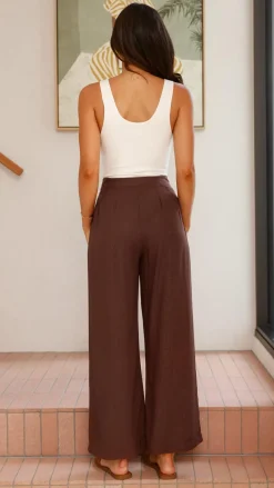 Lexi Linen Pants - Chocolate