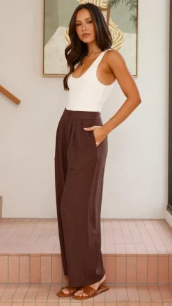 Lexi Linen Pants - Chocolate