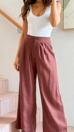 Lexi Linen Pants - Chocolate