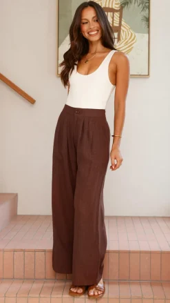Lexi Linen Pants - Chocolate