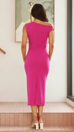 Lilah Midi Dress - Hot Pink