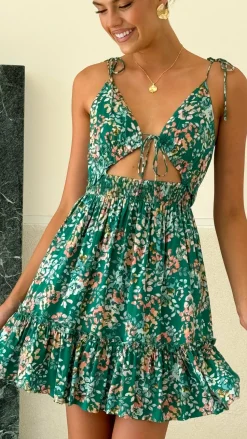 Lille Mini Dress - Green Floral