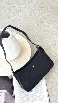 Lilu Shoulder Bag - Black Suede