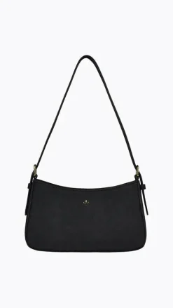 Lilu Shoulder Bag - Black Suede