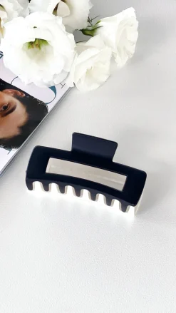 Lily Two Tone Rectangle Clip - Black/White