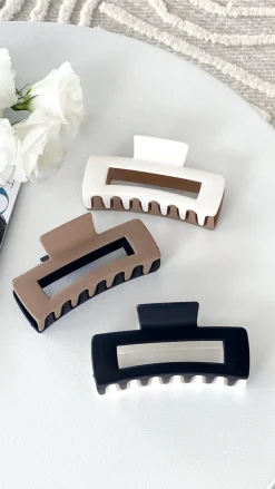 Lily Two Tone Rectangle Clip - Black/White