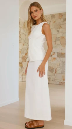 Louella Button Up Vest - White