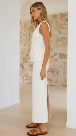 Louella Button Up Vest - White