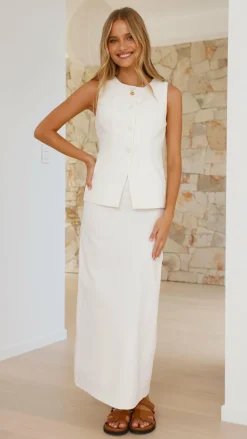 Louella Button Up Vest - White