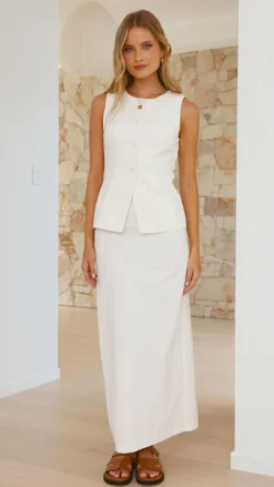 Louella Button Up Vest - White