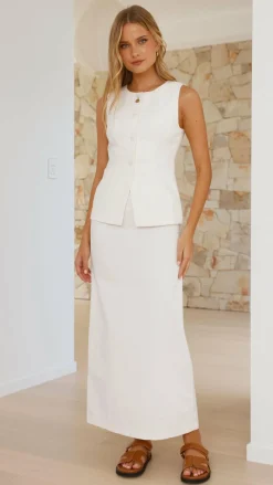 Louella Button Up Vest - White